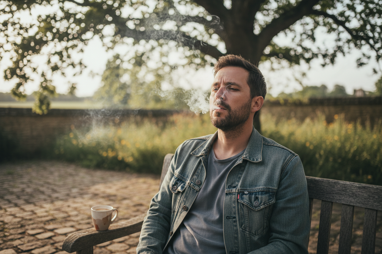 一个男人在抽烟